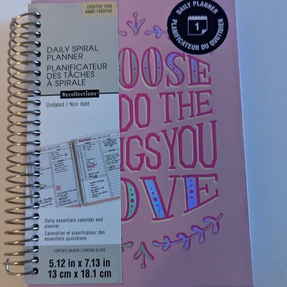 NWT Daily Planner 'Choose Things You Love' Undated Recollections Michaels Pink - Picture 1 of 8
